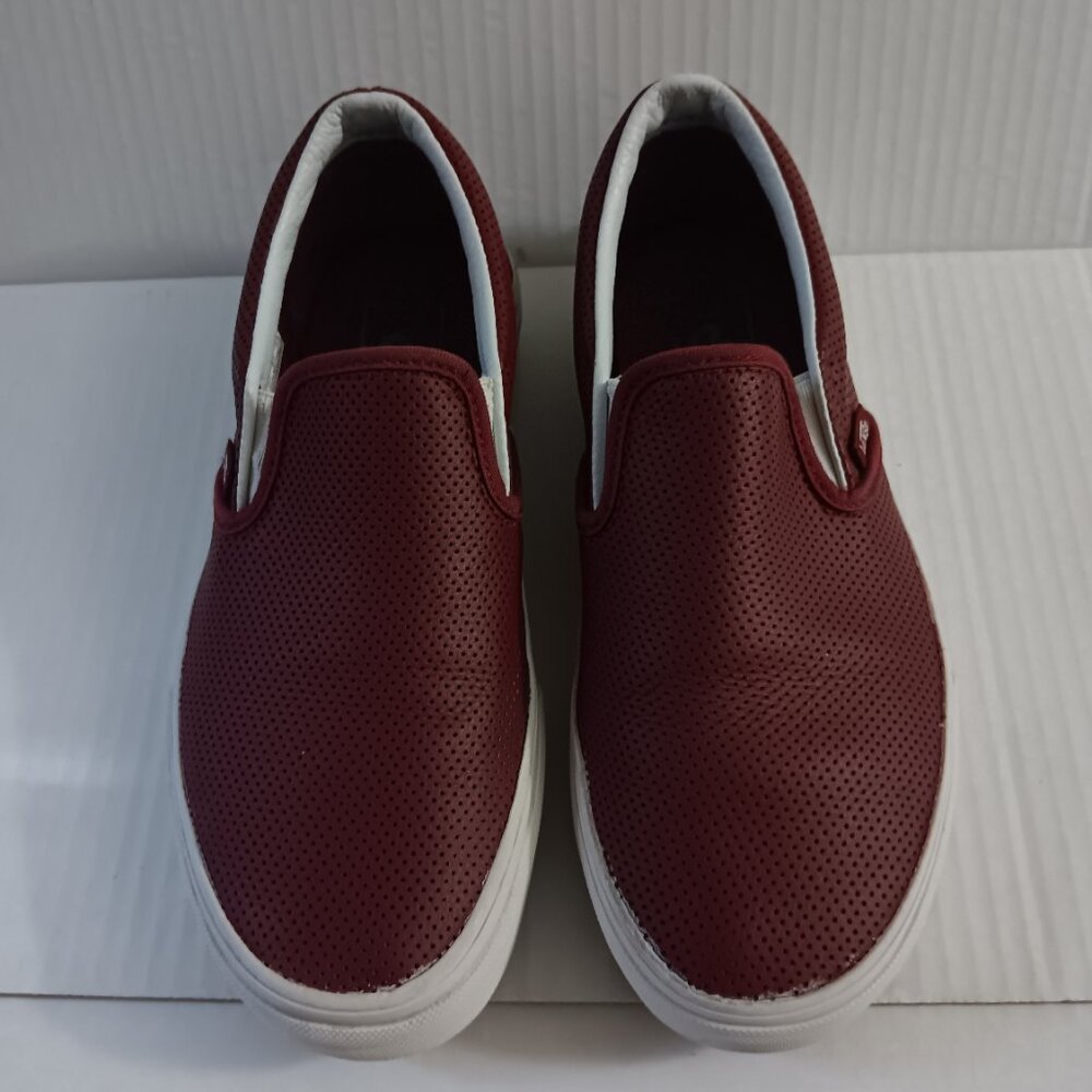 VANS CRIMSON FAUX LEATHER SNEAKERS UNISEX SIZE WOMEN'S 6/ MEN'S 4.5 BURGUNDY